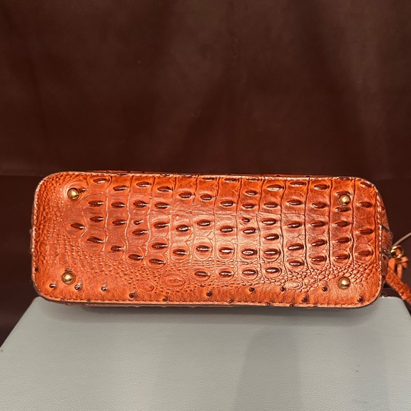 Elegant Brown Faux Ostrich Leather Crossbody With Tassels - Picture 5 of 8